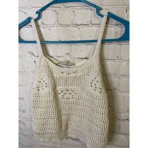 Women's Freshman 1996 Ivory Crochet Shirt Crop Top Cropped Size S